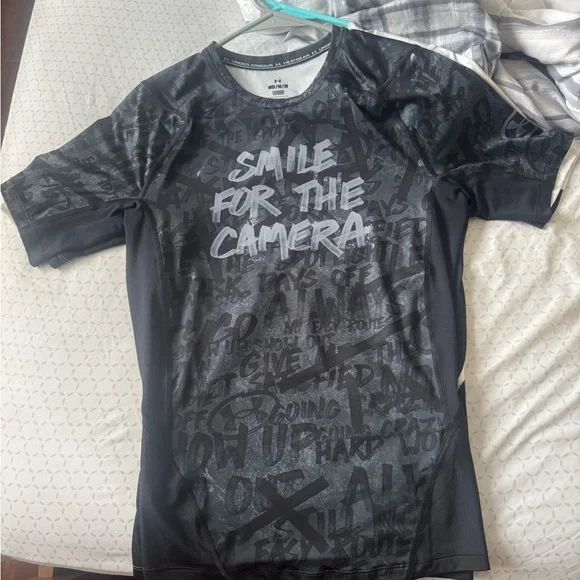 Under Armour Gray, White, and Black HeatGear Shirt - Picture 4 of 8